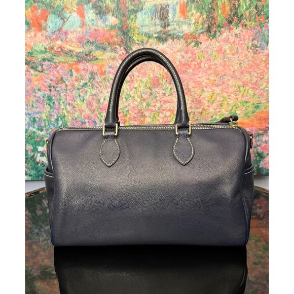 EUC Dooney & Bourke Pebbled Leather Side Pocket Satchel in Navy - Picture 3 of 10